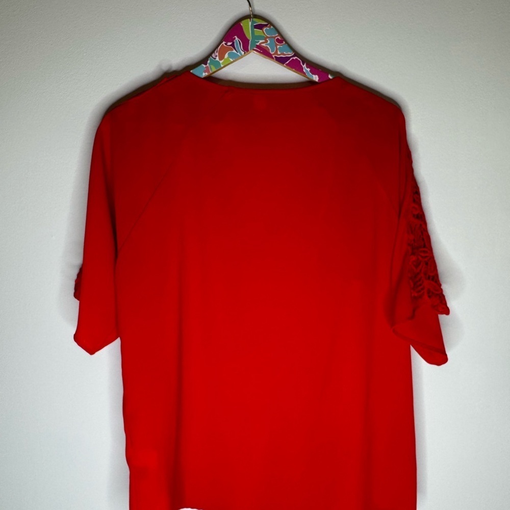 Elegant V-Neck Red Blouse | Size Medium - Picture 6 of 6